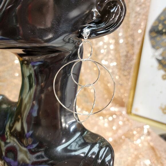 New Marlyn Schiff Drop Statememt Earrings - Silver Toned - Picture 4 of 7